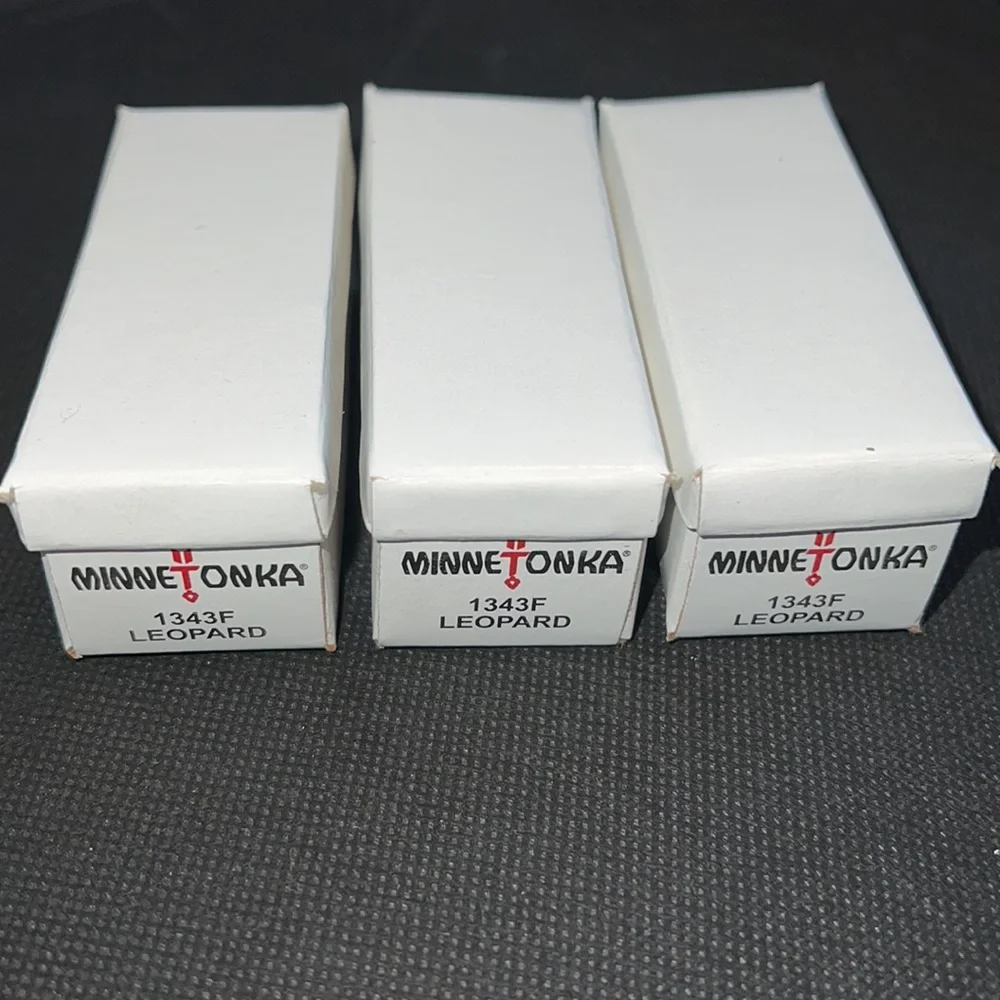 Rare NIB MINNETONKA Mini Moc Key Rings Leopard three boxes